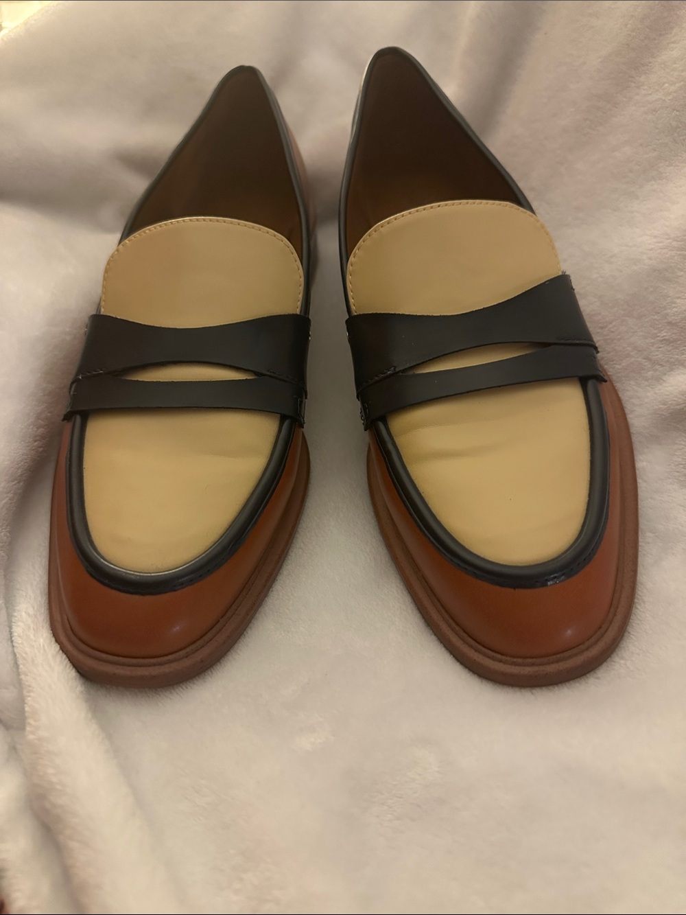 Women’s Two-Tone Brown & Cream Penny Loafers